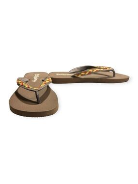 Billabong Brown Braided Rasta Flip Flops Beach Boho Sandals Size 7/8 NWOT
